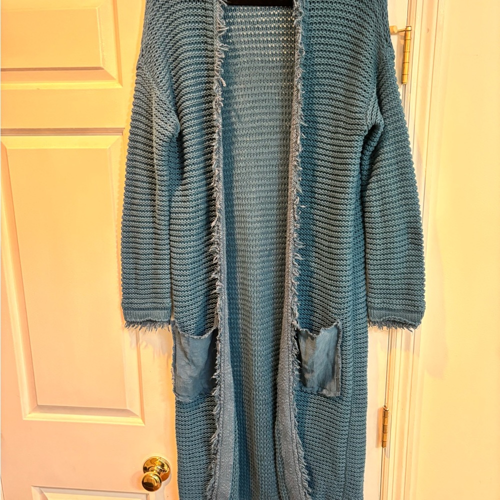 Free People Teal Open-Front Cardigan
